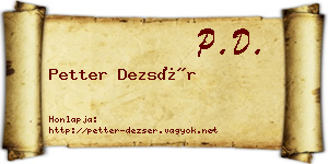 Petter Dezsér névjegykártya